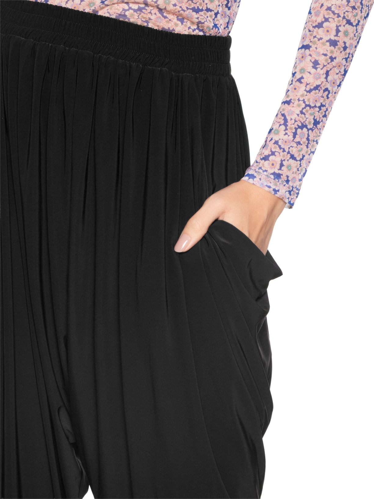 Calça Feminina Franzida Jersey Preto Animale