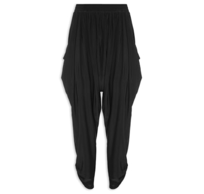 Calça Feminina Franzida Jersey - Preto