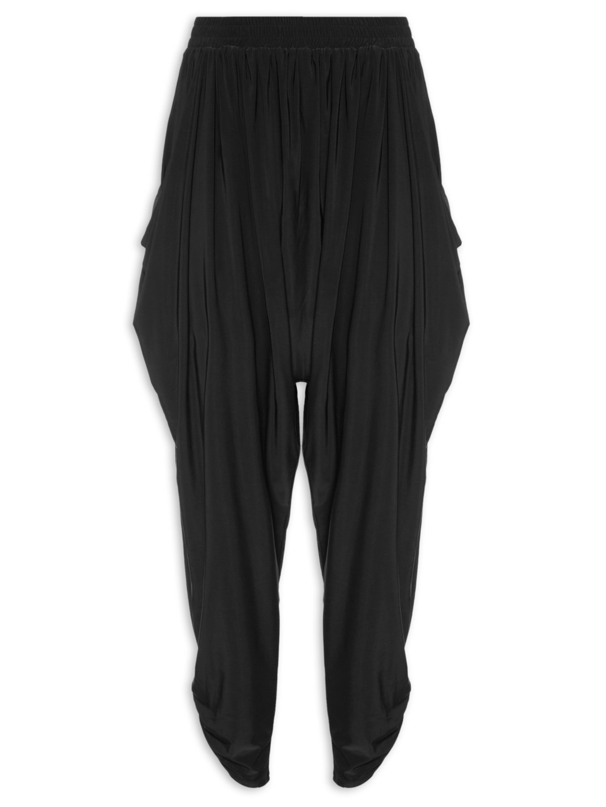 Calça Feminina Franzida Jersey - Preto