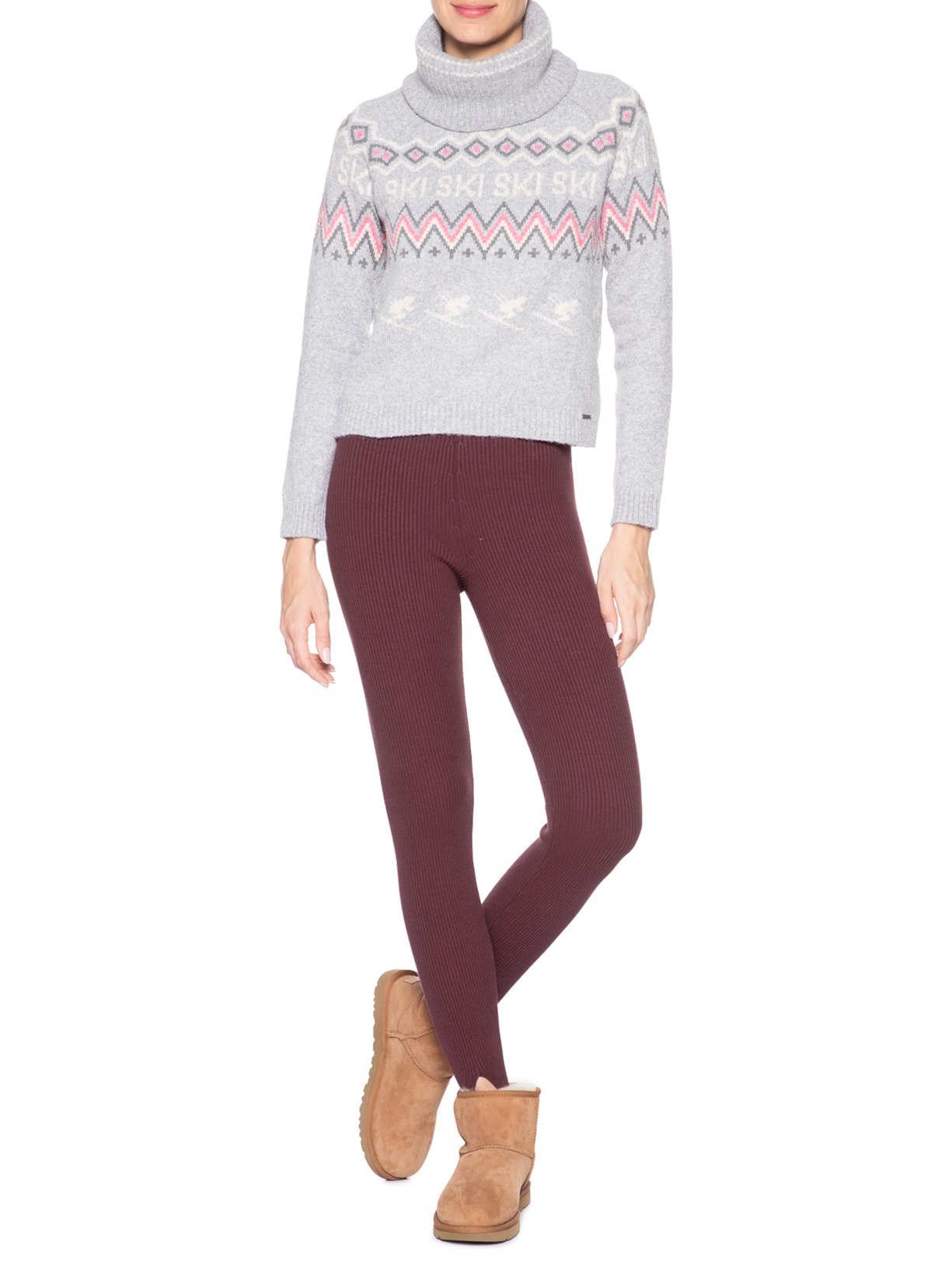 Calça Feminina Fuseau Canelada Vinho Anselmi