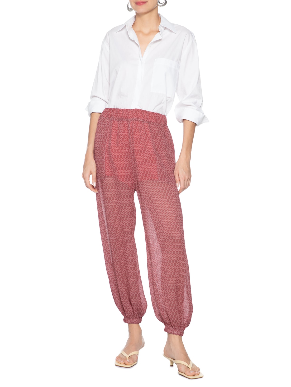 Calça Feminina Georgete Paisley Rosa J.chermann