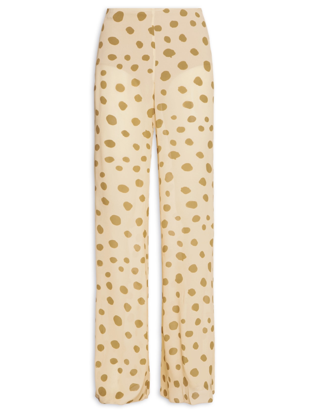 Calça Feminina Georgette Estampada Sem Cós - Bege