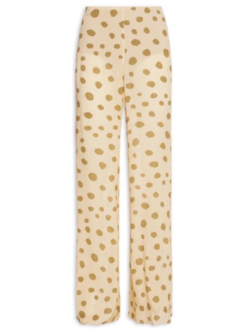 Calça Feminina Georgette Estampada Sem Cós - Bege