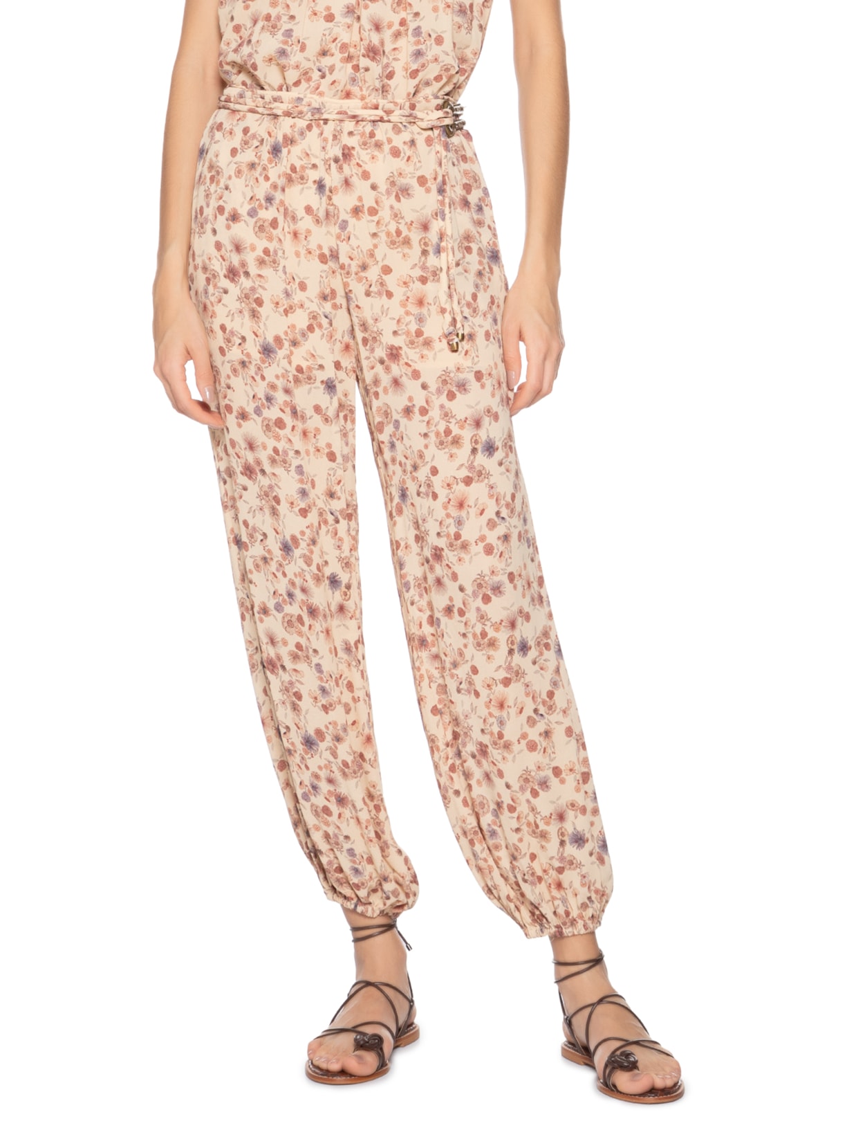 Calça Feminina Ggt Estampa Fleur Bege Maria Filó