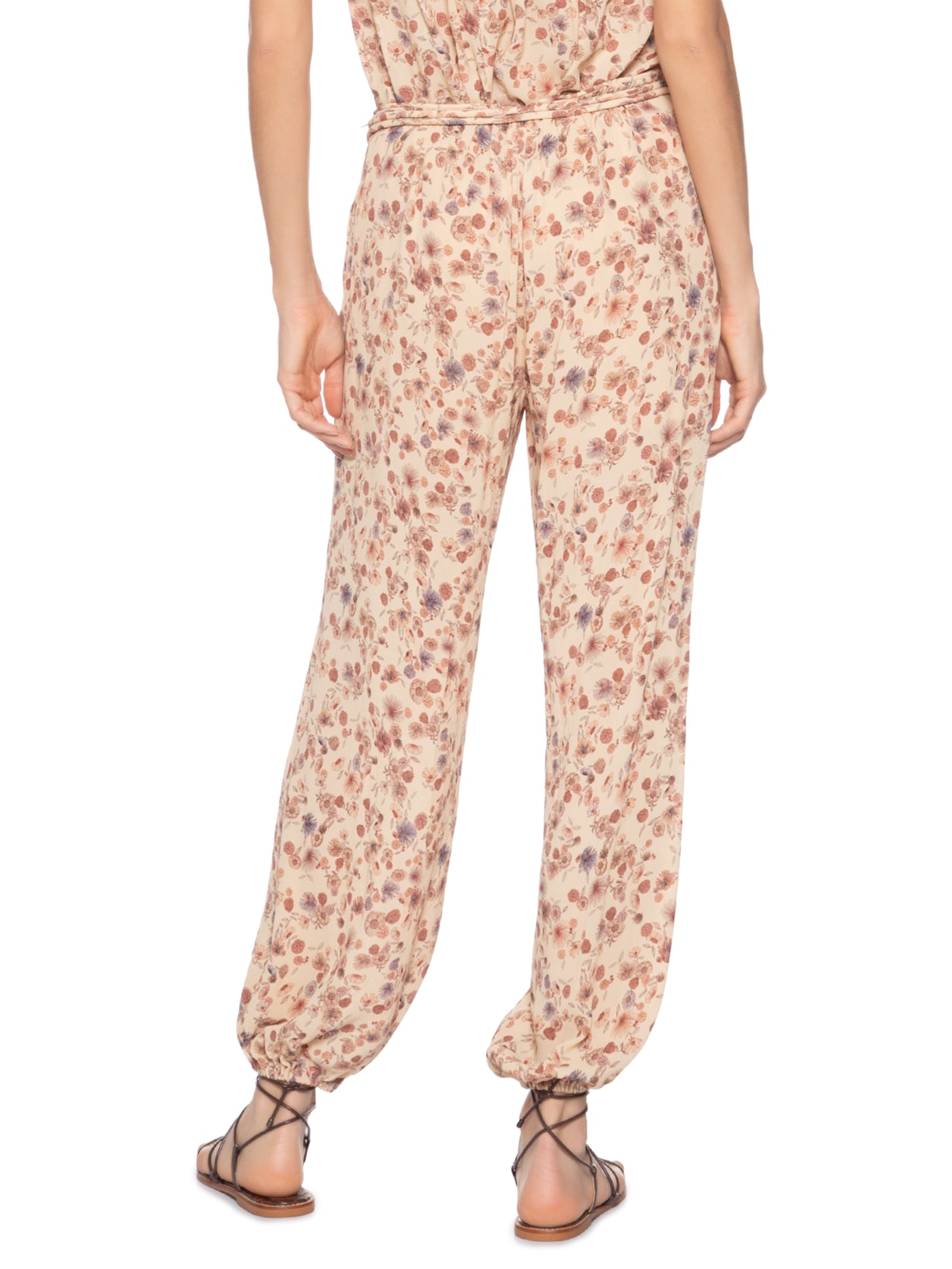 Calça Feminina Ggt Estampa Fleur Bege Maria Filó