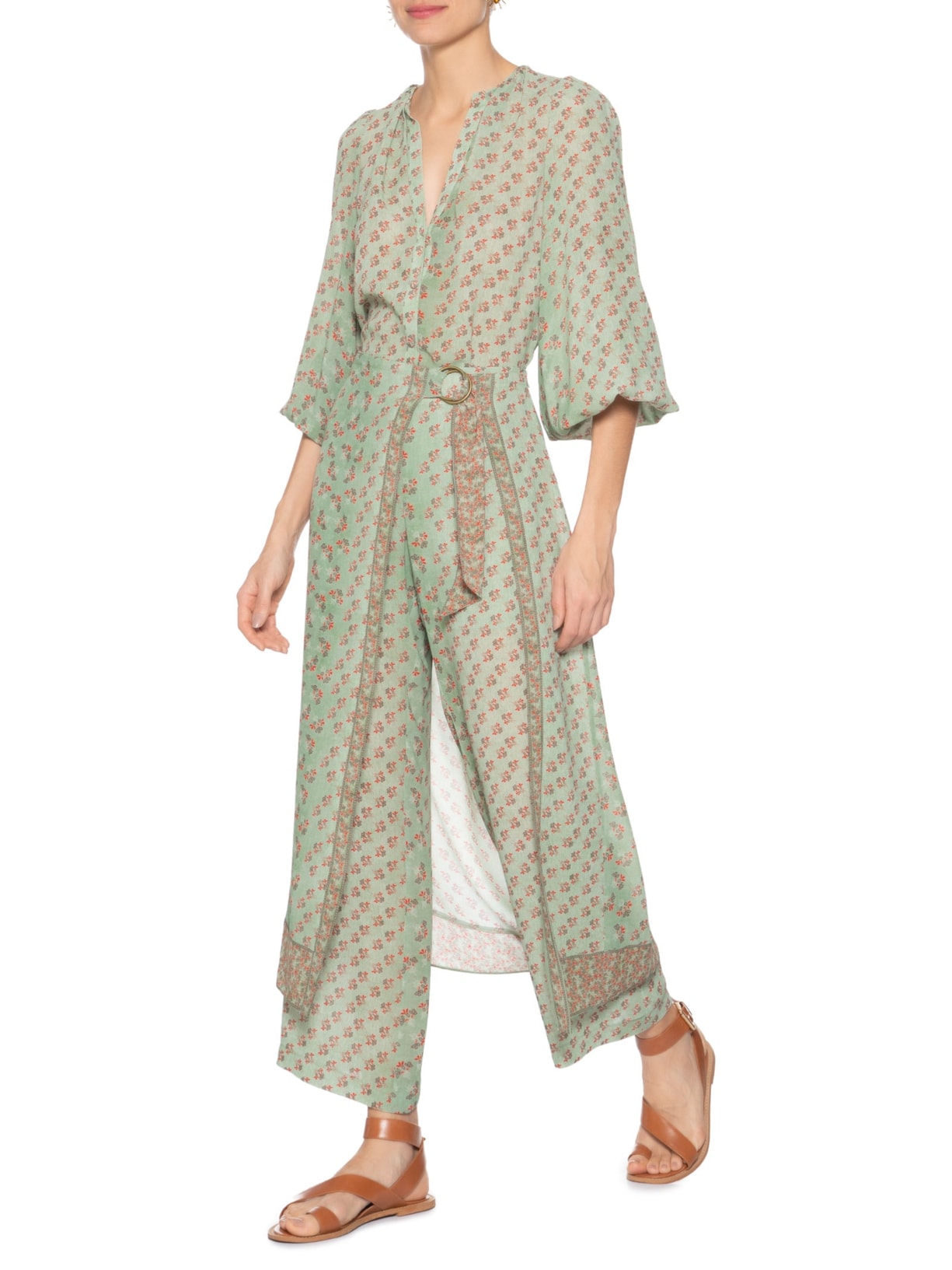 Calça Feminina Ggt Estampa Krabi Verde Maria Filó