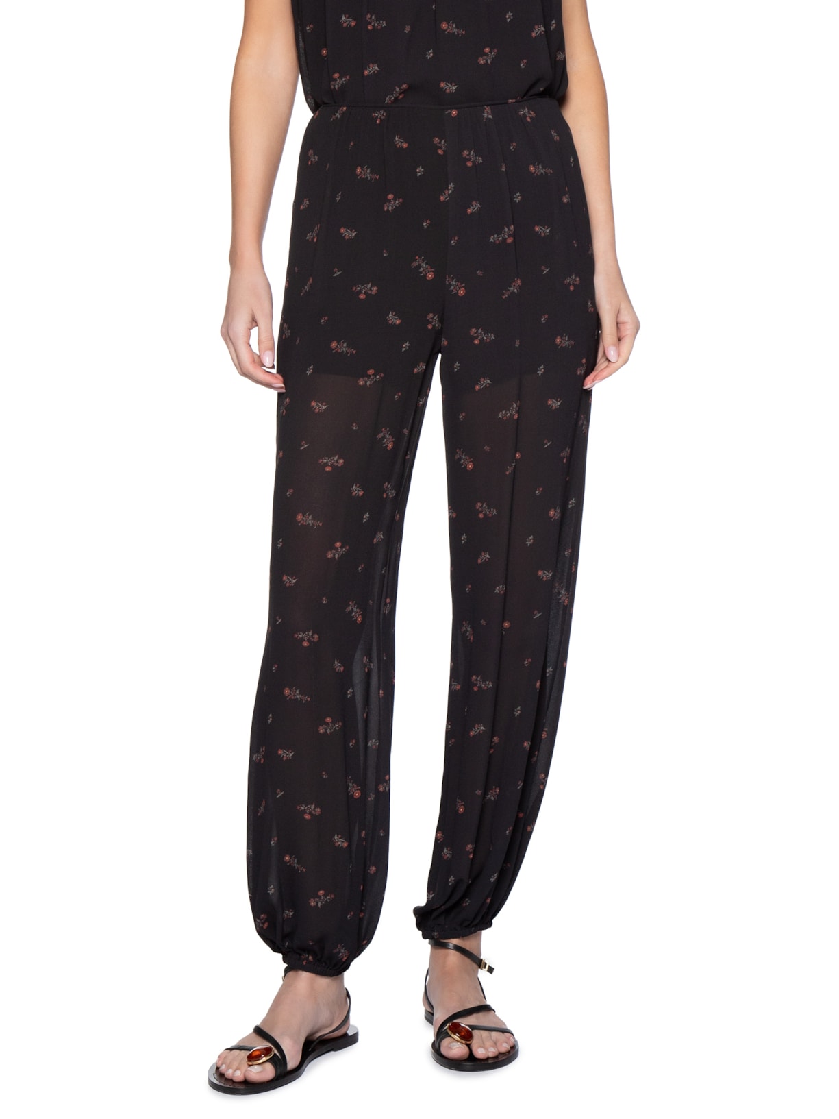 Calça Feminina GGT Estampa Lily Preto Maria Filó