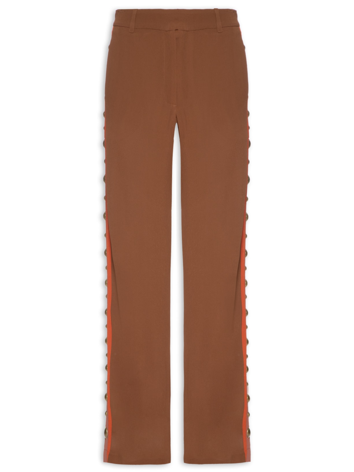 Calça Feminina GGT Laterais Metais - Marrom