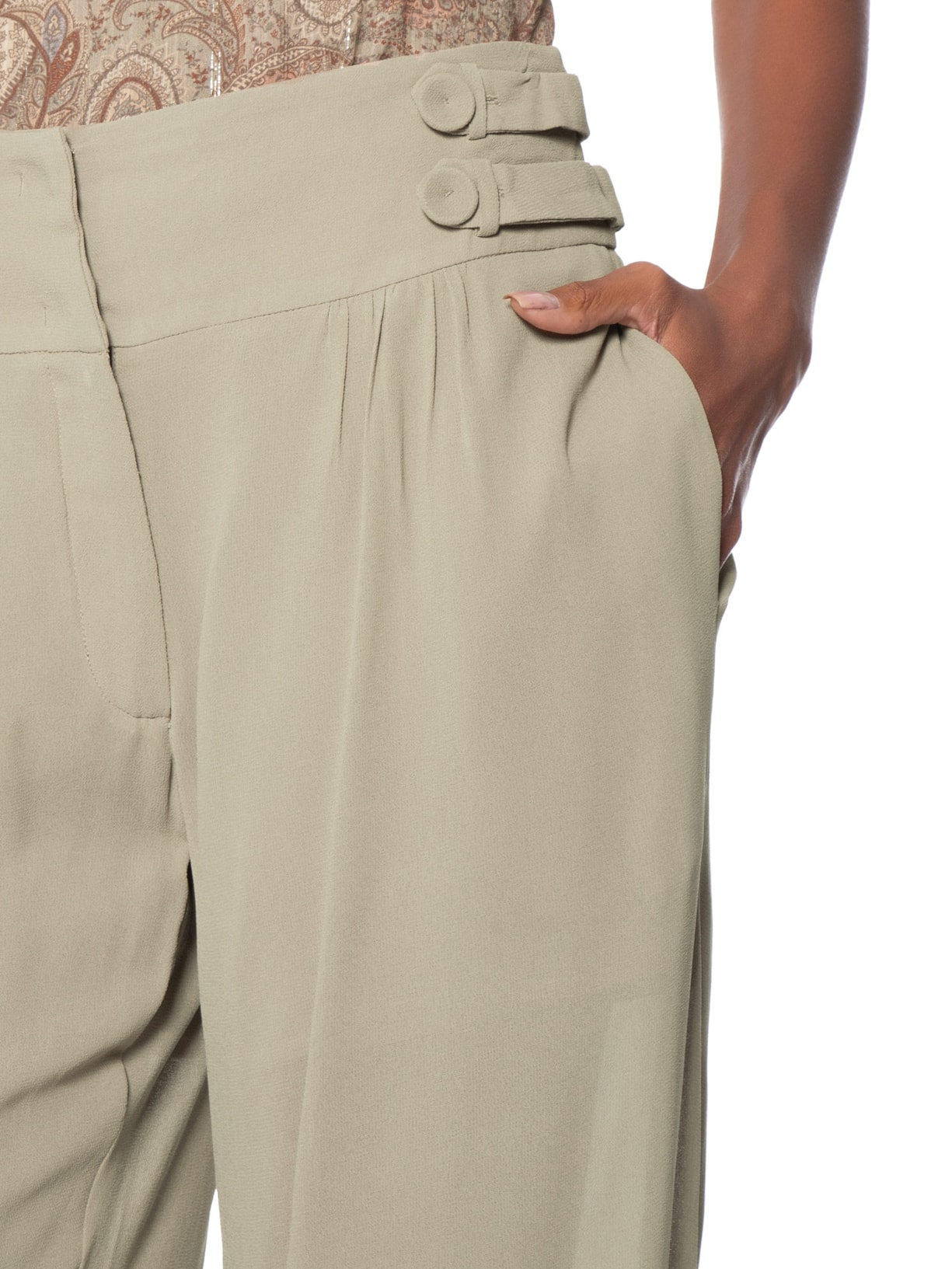 Calça Feminina GGT Pala Botões Verde Maria Filó