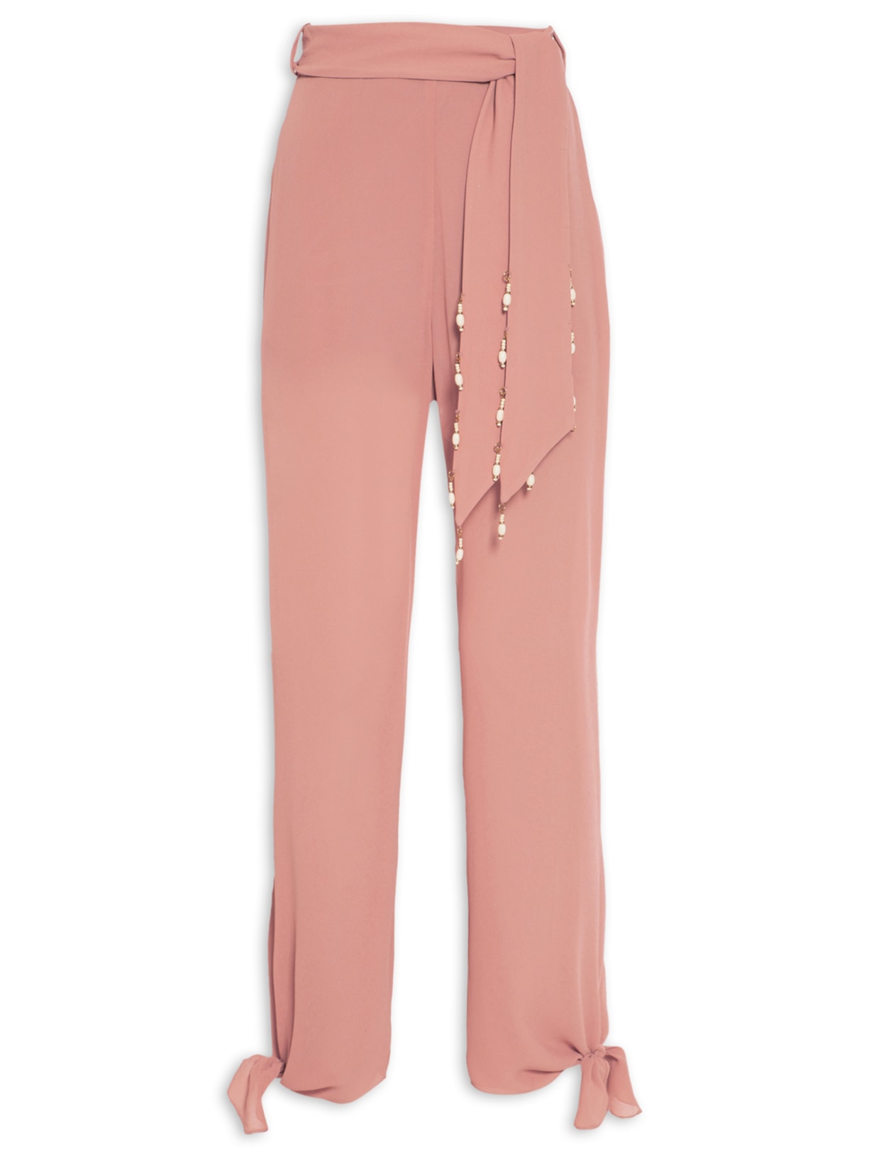 Calça Feminina Ggt Reta Amarração - Rosa
