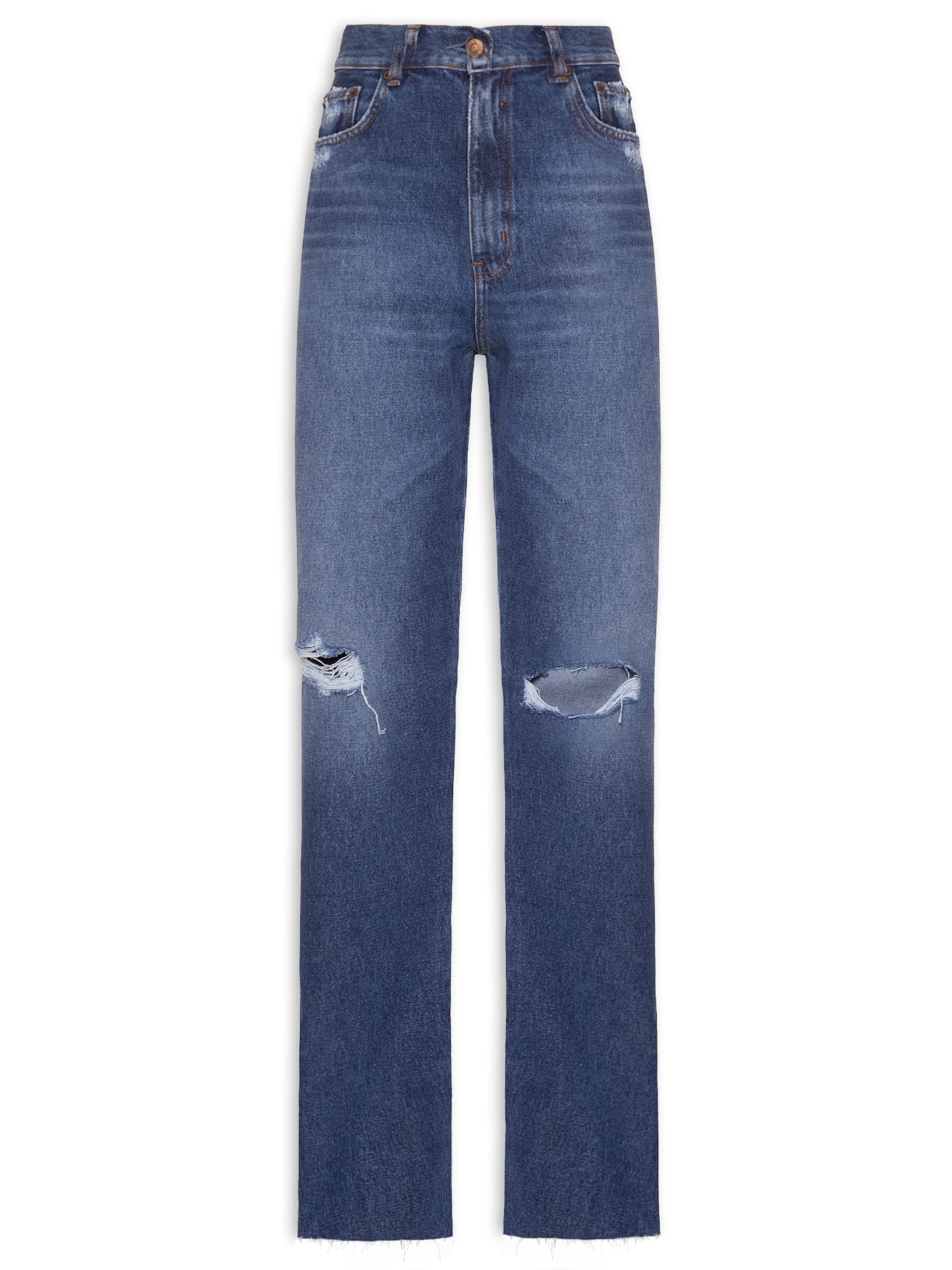Calça Feminina Hi-rise Straight Escura - Azul
