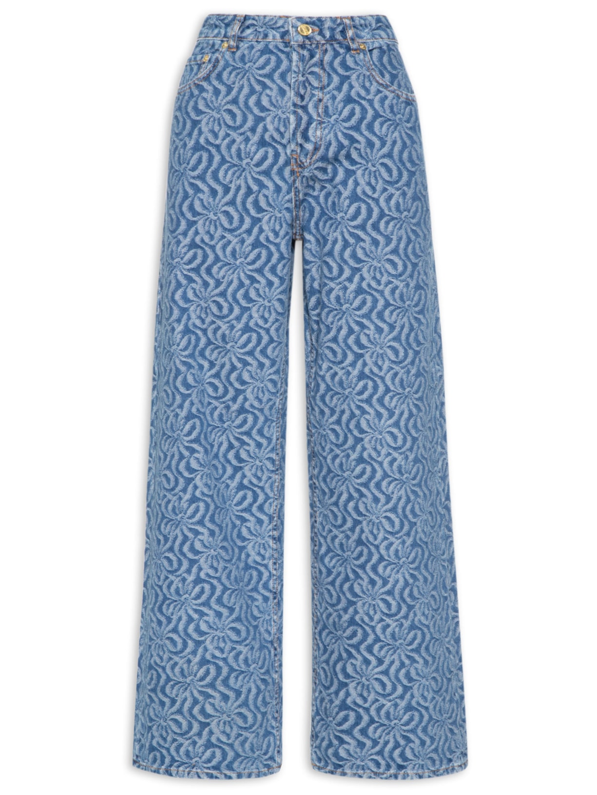 Calça Feminina Jacquard Denin White Pants - Azul