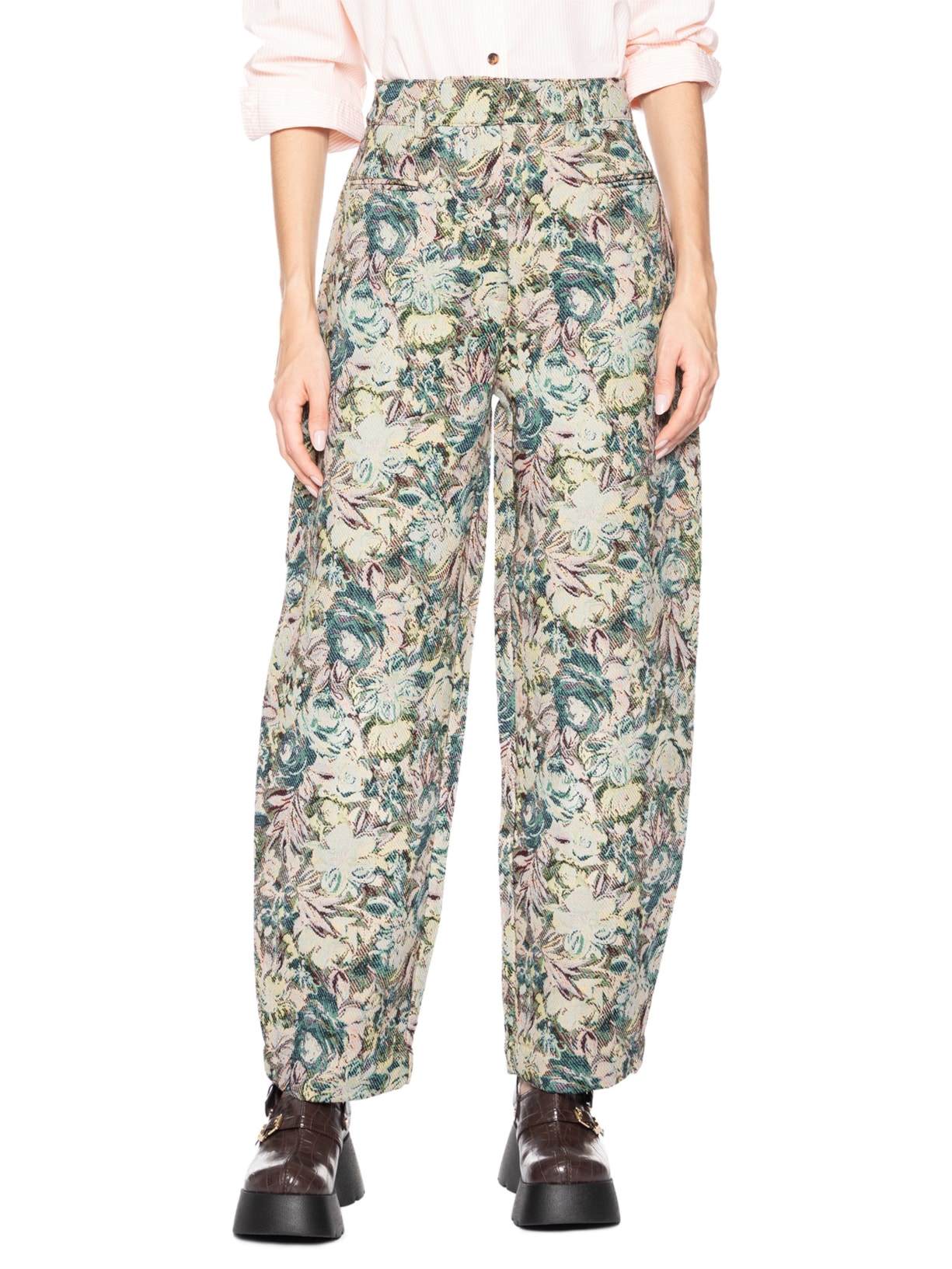 Calça Feminina Jacquard Tapestry Cinza Ganni