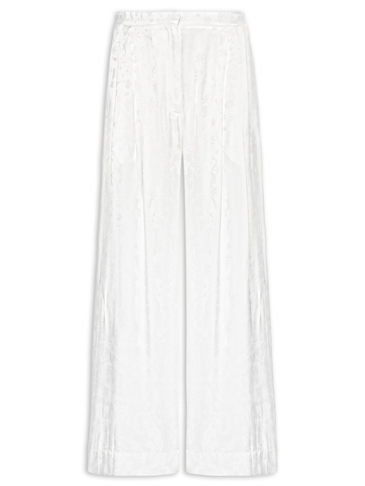 Calça Feminina Jacquard Tropical Místico Branco Farm