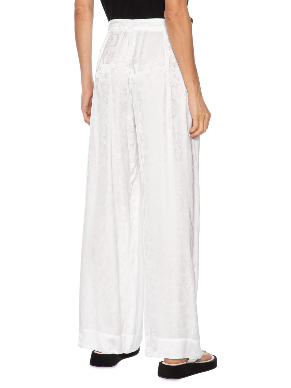 Calça Feminina Jacquard Tropical Místico Branco Farm