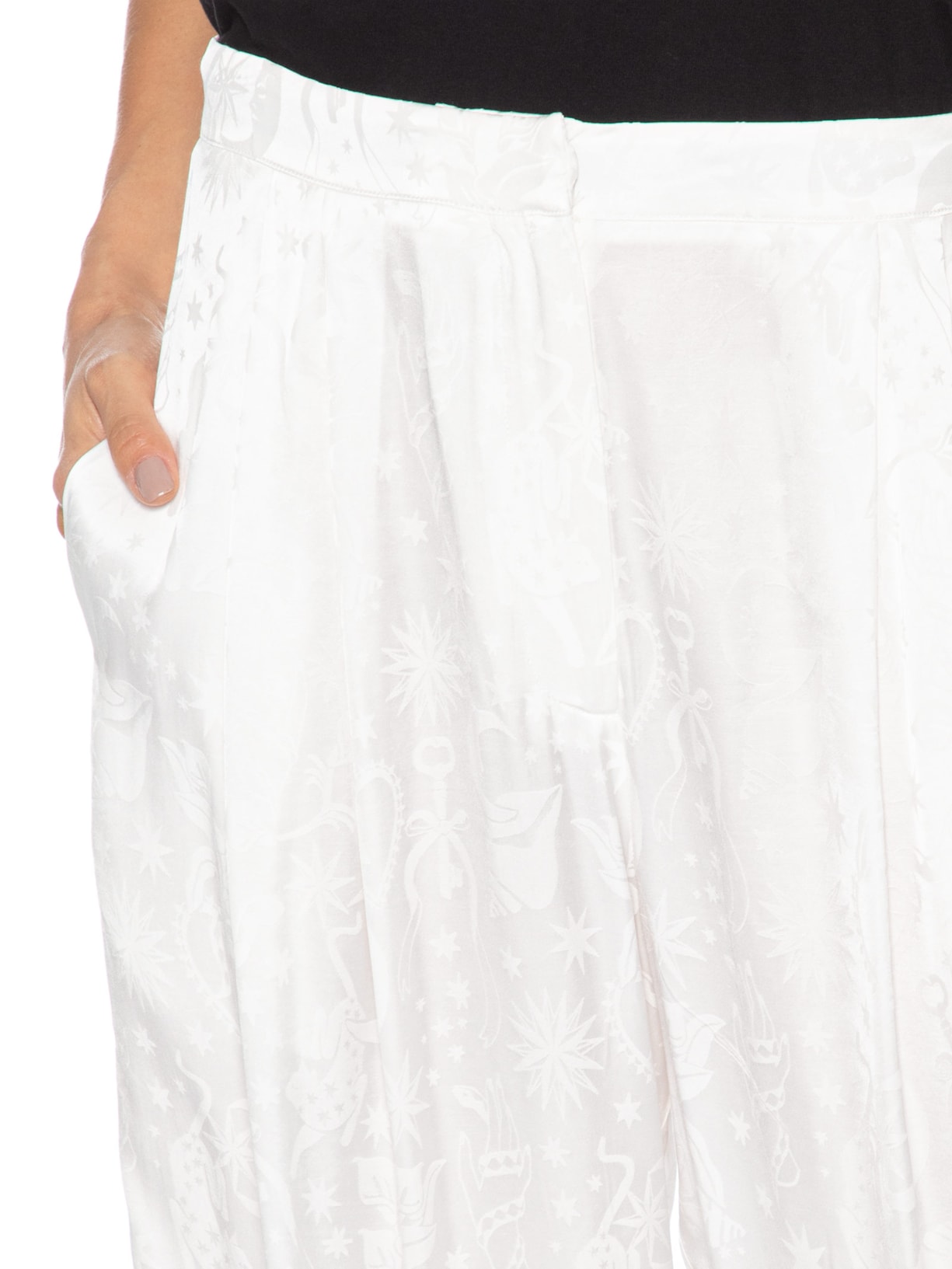 Calça Feminina Jacquard Tropical Místico Branco Farm
