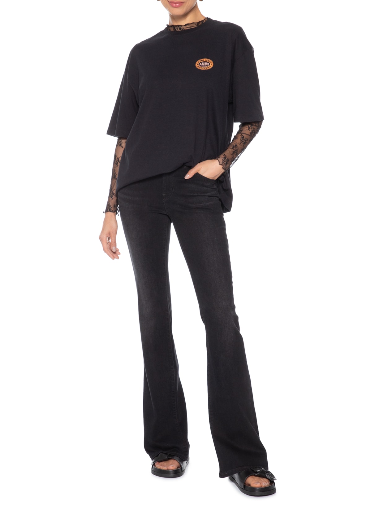 Calça Feminina Jeans 726 HR Flare Preto Levi's