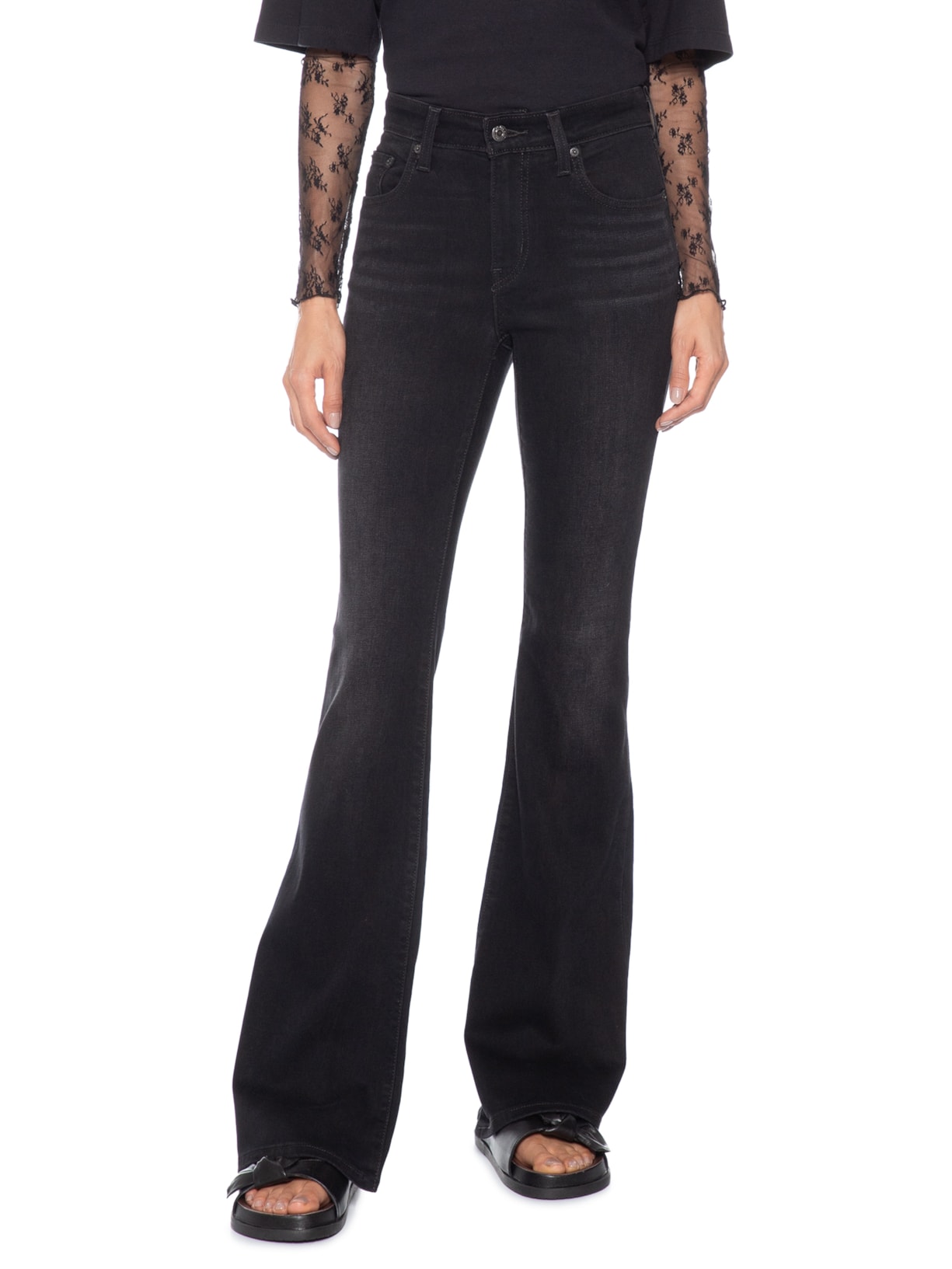 Calça Feminina Jeans 726 HR Flare Preto Levi's