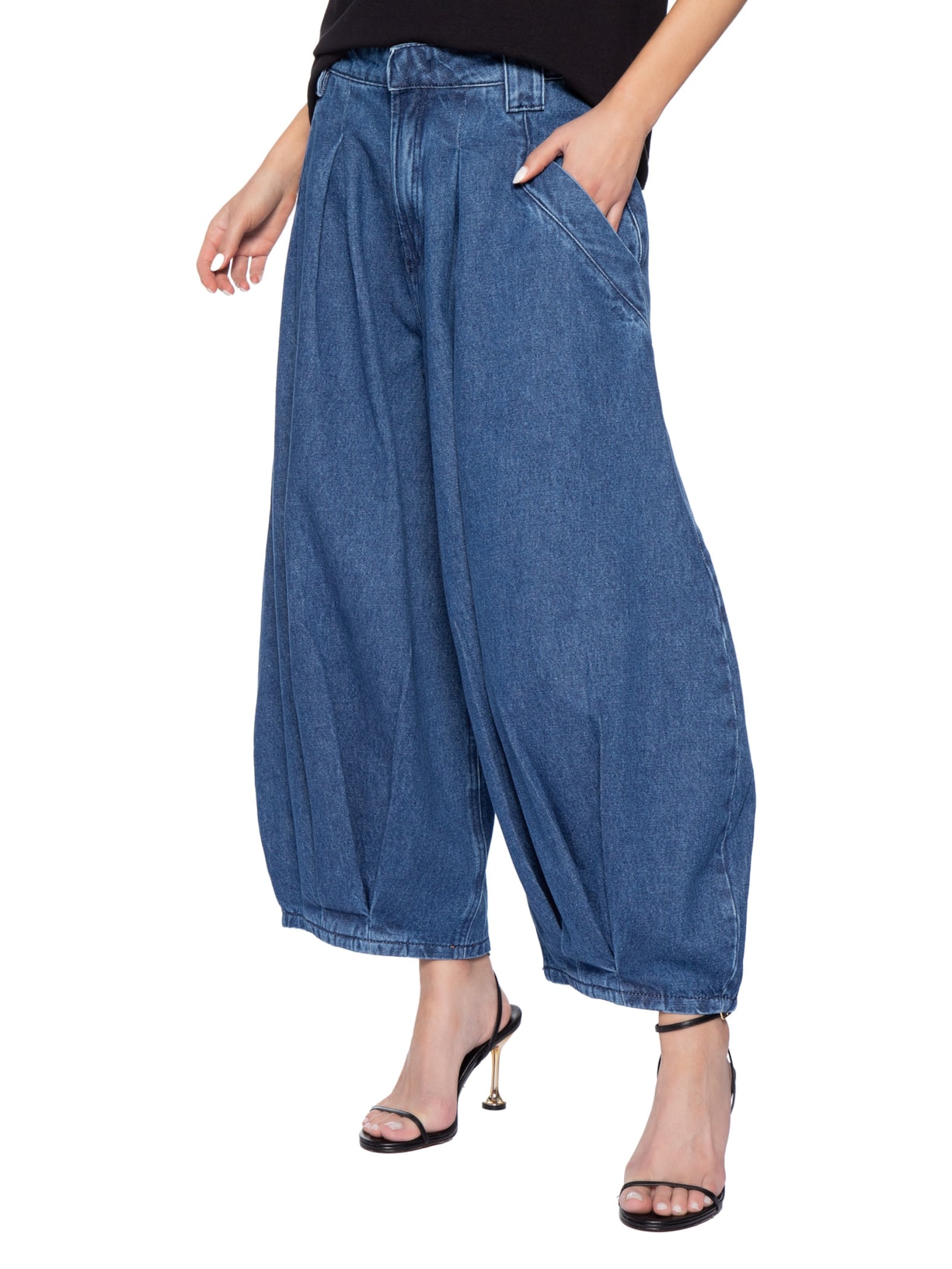 Calça Feminina Jeans Aladim Cintura Alta Azul Bo