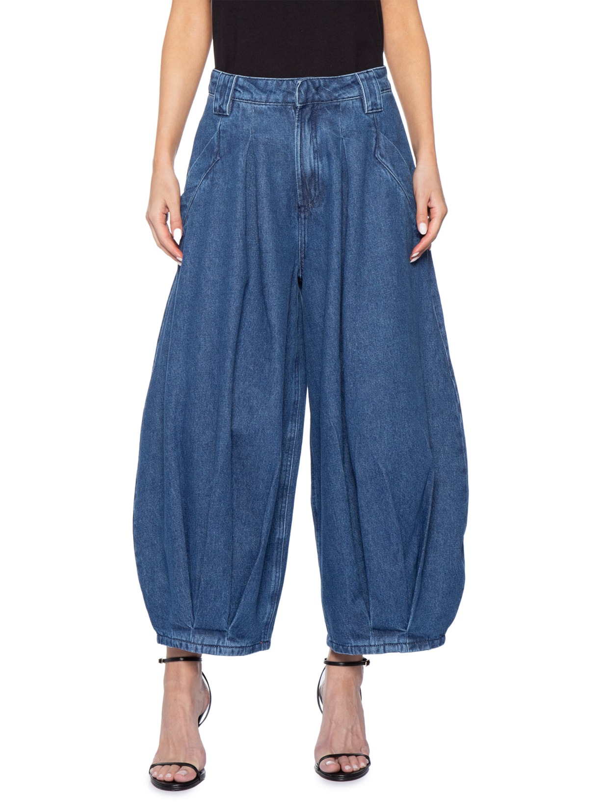 Calça Feminina Jeans Aladim Cintura Alta Azul Bo
