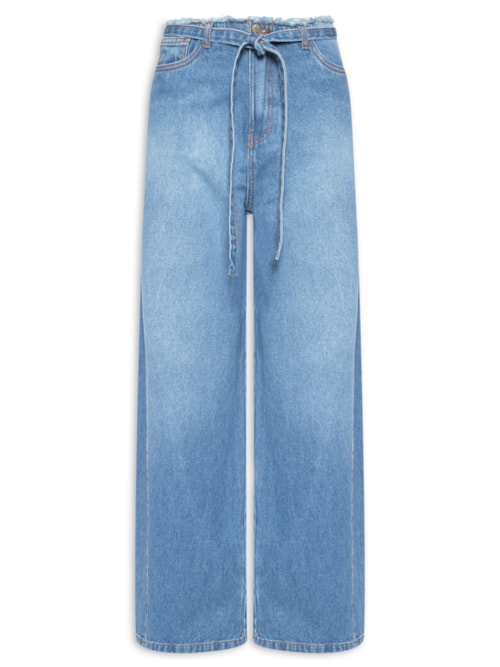 Calça Feminina Jeans Amarração - Azul