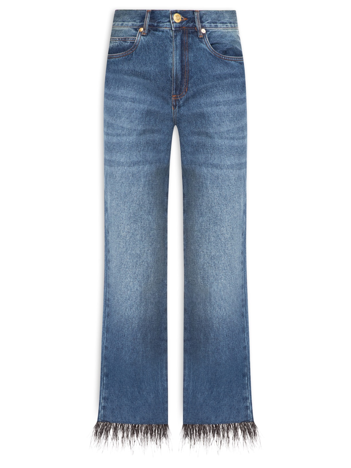 Calça Feminina Jeans Ankle Flace Plumas Azul Animale Jeans