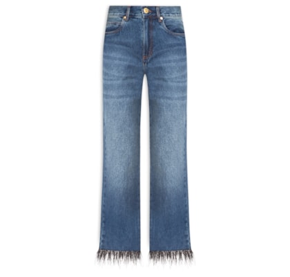 Calça Feminina Jeans Ankle Flace Plumas - Azul