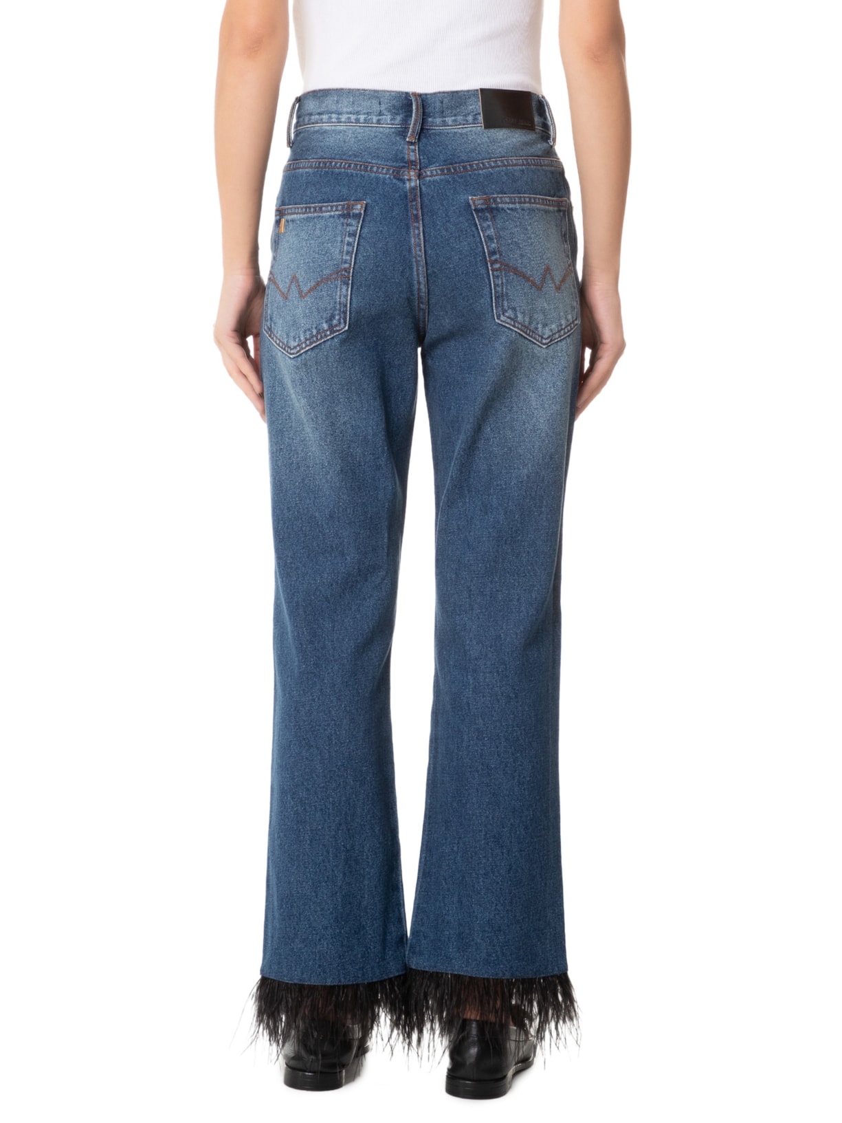 Calça Feminina Jeans Ankle Flace Plumas Azul Animale Jeans