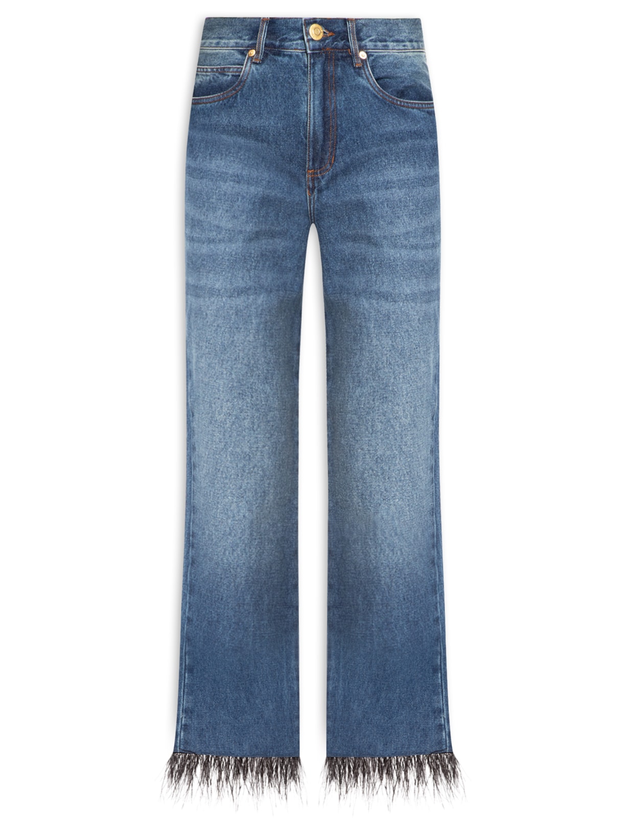 Calça Feminina Jeans Ankle Flace Plumas - Azul