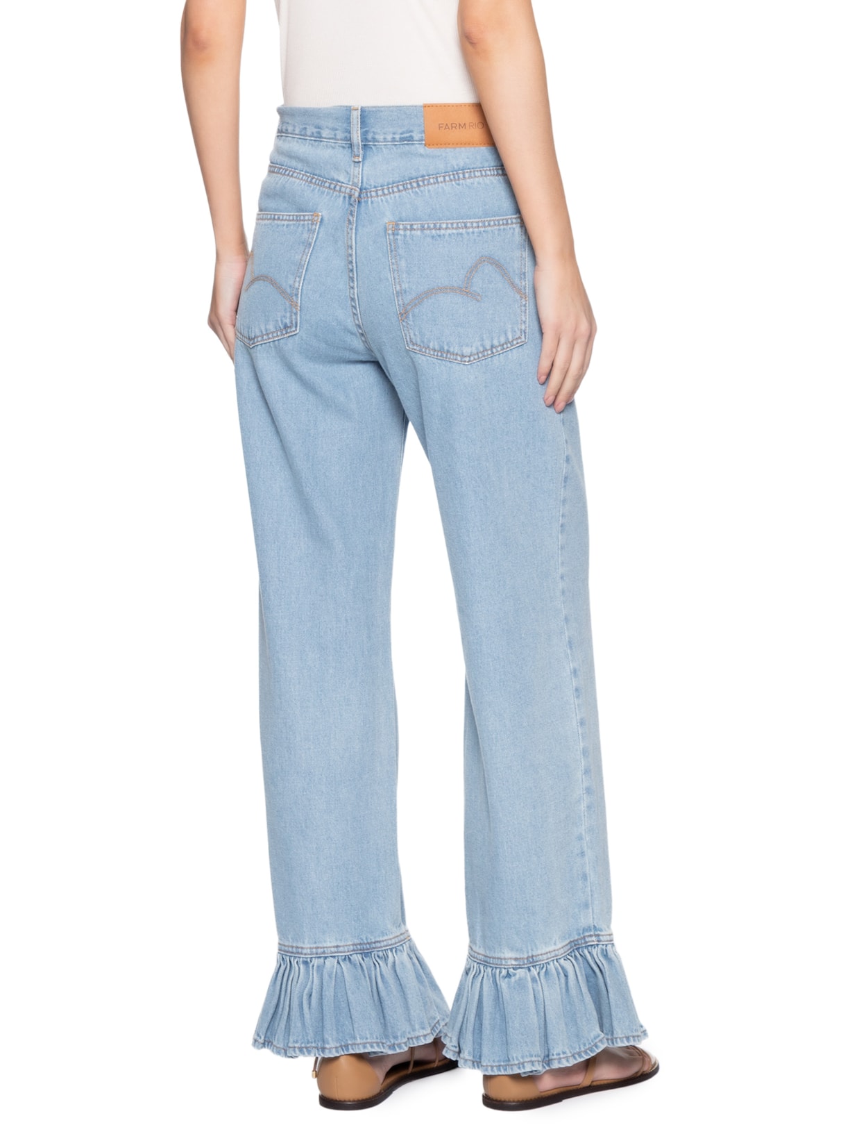 Calça Feminina Jeans Babado Azul Farm
