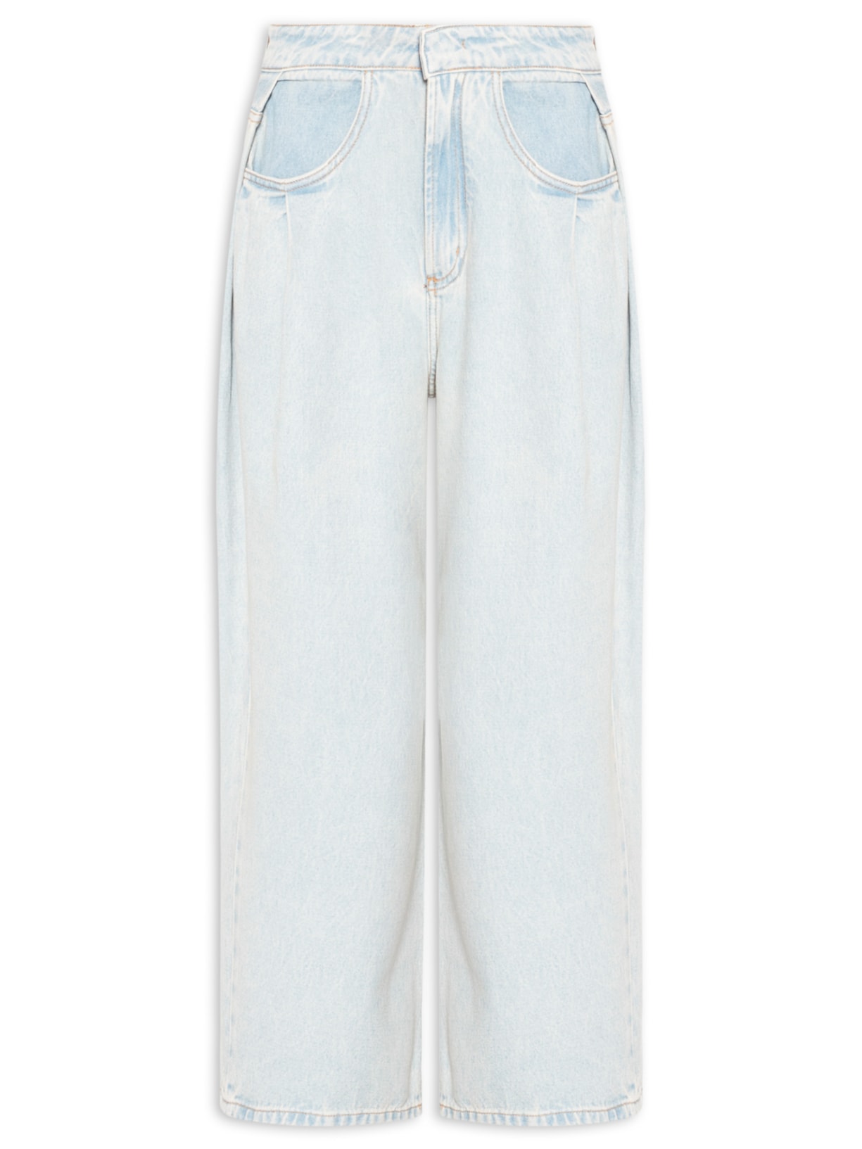 Calça Feminina Jeans Baggy Cintura Média Azul Bo