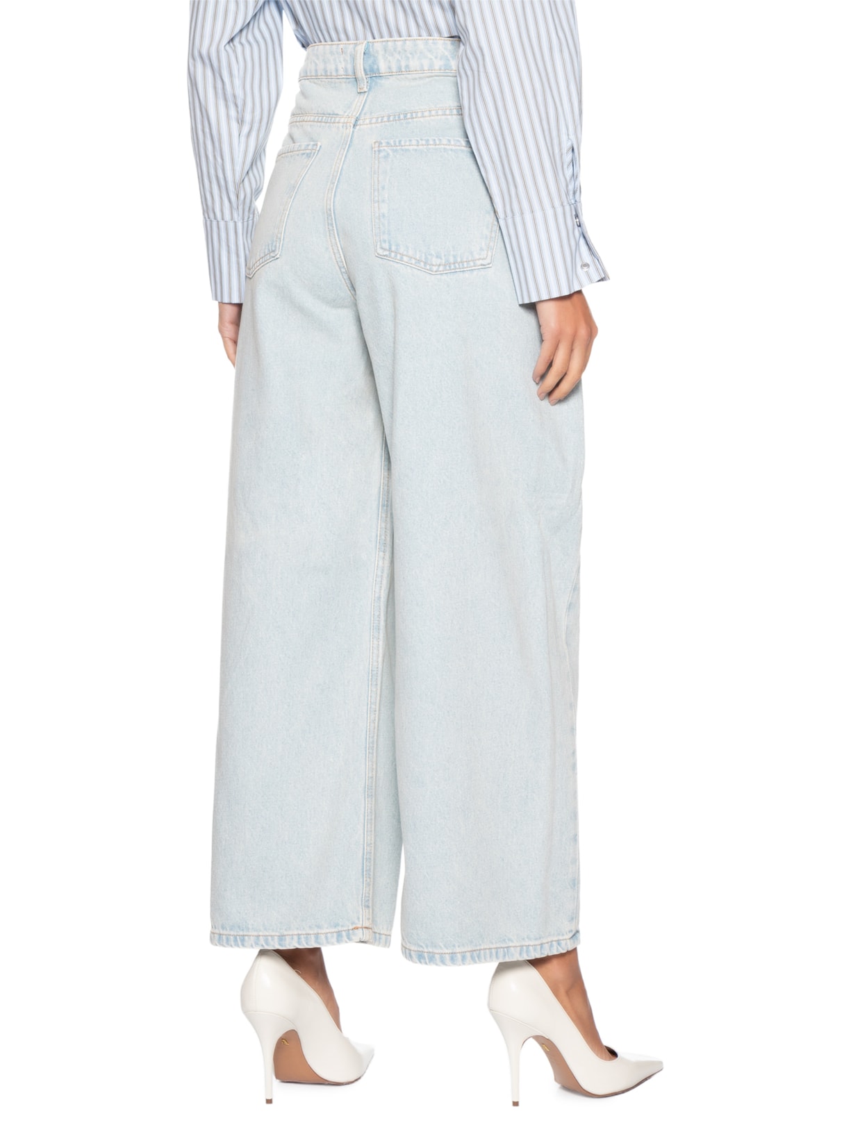 Calça Feminina Jeans Baggy Cintura Média Azul Bo
