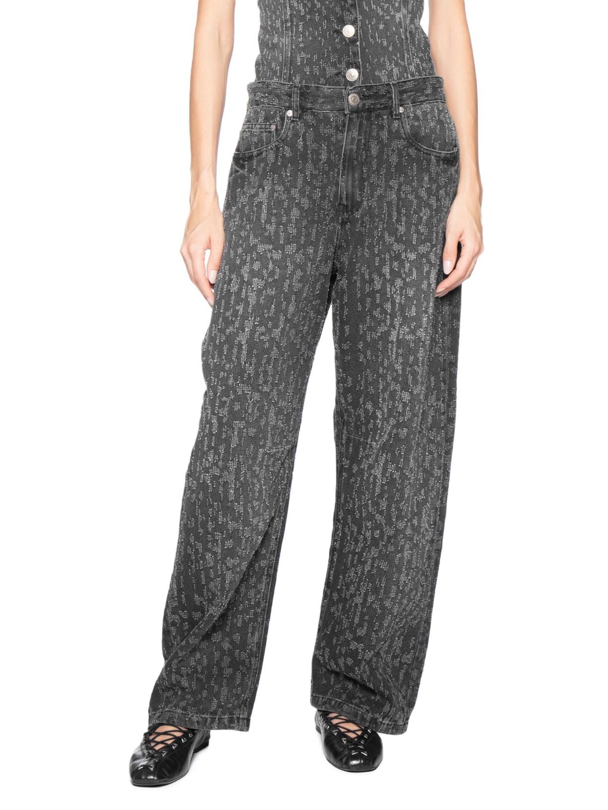 Calça Feminina Jeans Ballon Preto Animale Jeans