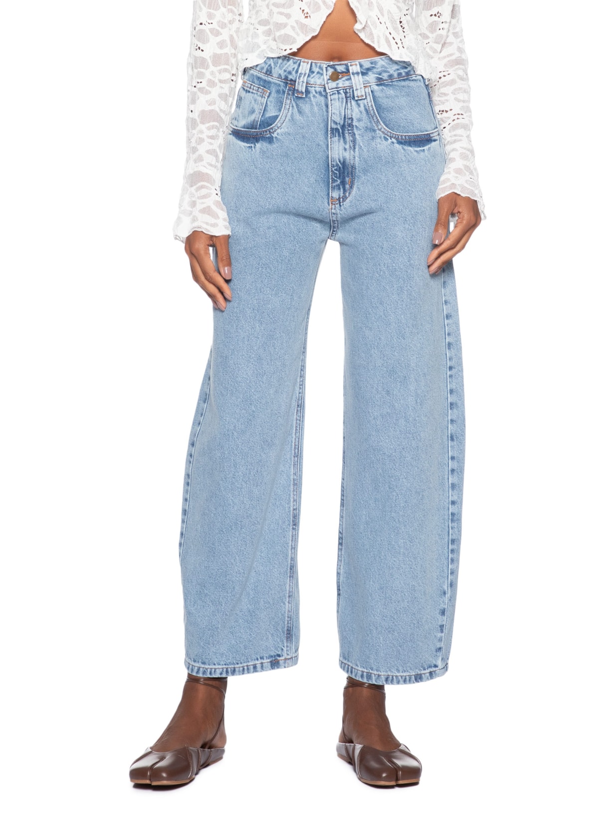 Calça Feminina Jeans Balloon Azul Market 33