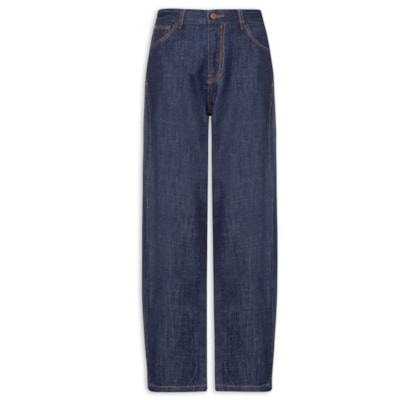 Calça Feminina Jeans Balloon Prega Lateral - Azul