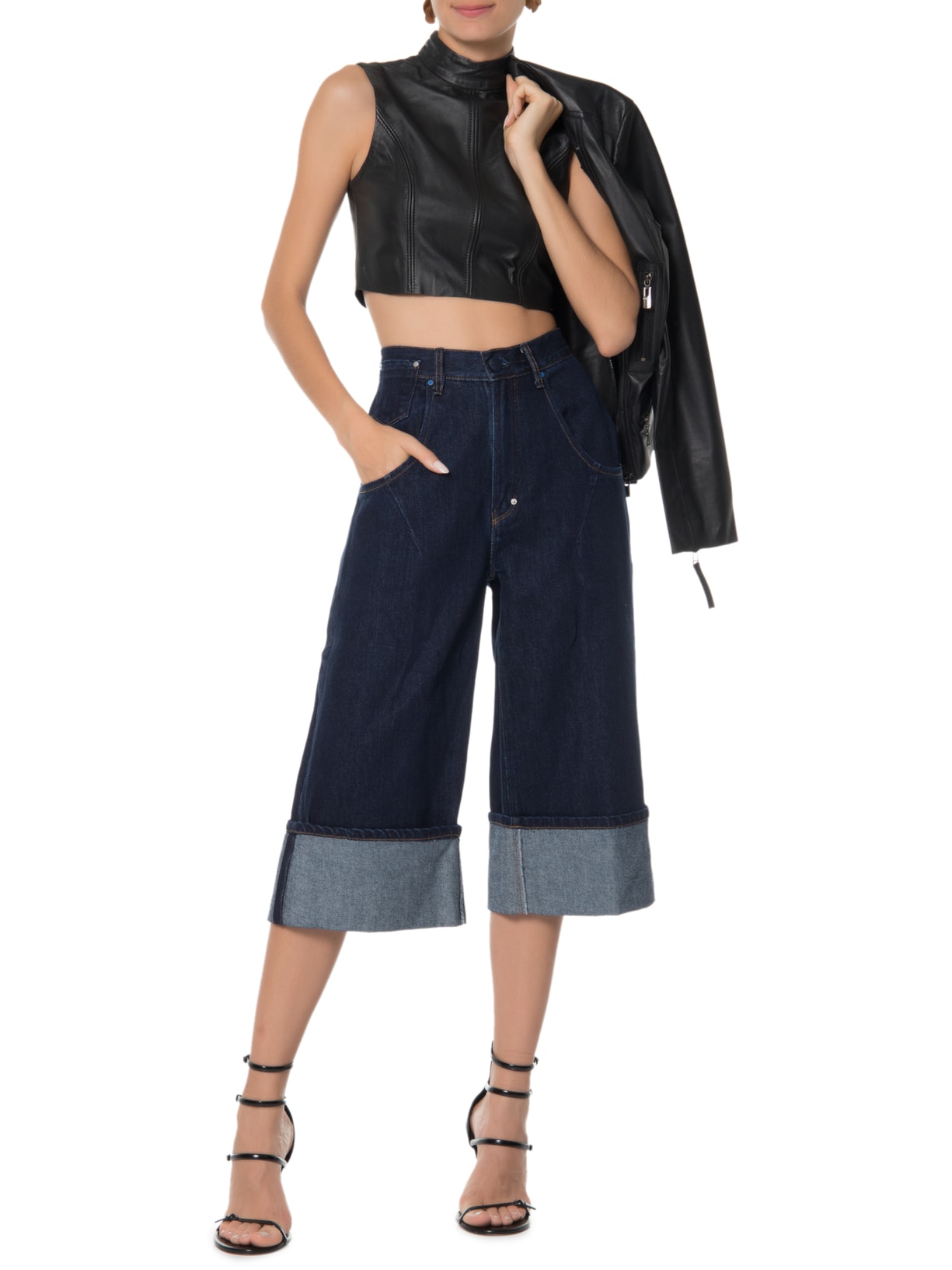 Calça Feminina Jeans Barra Virada Azul Animale