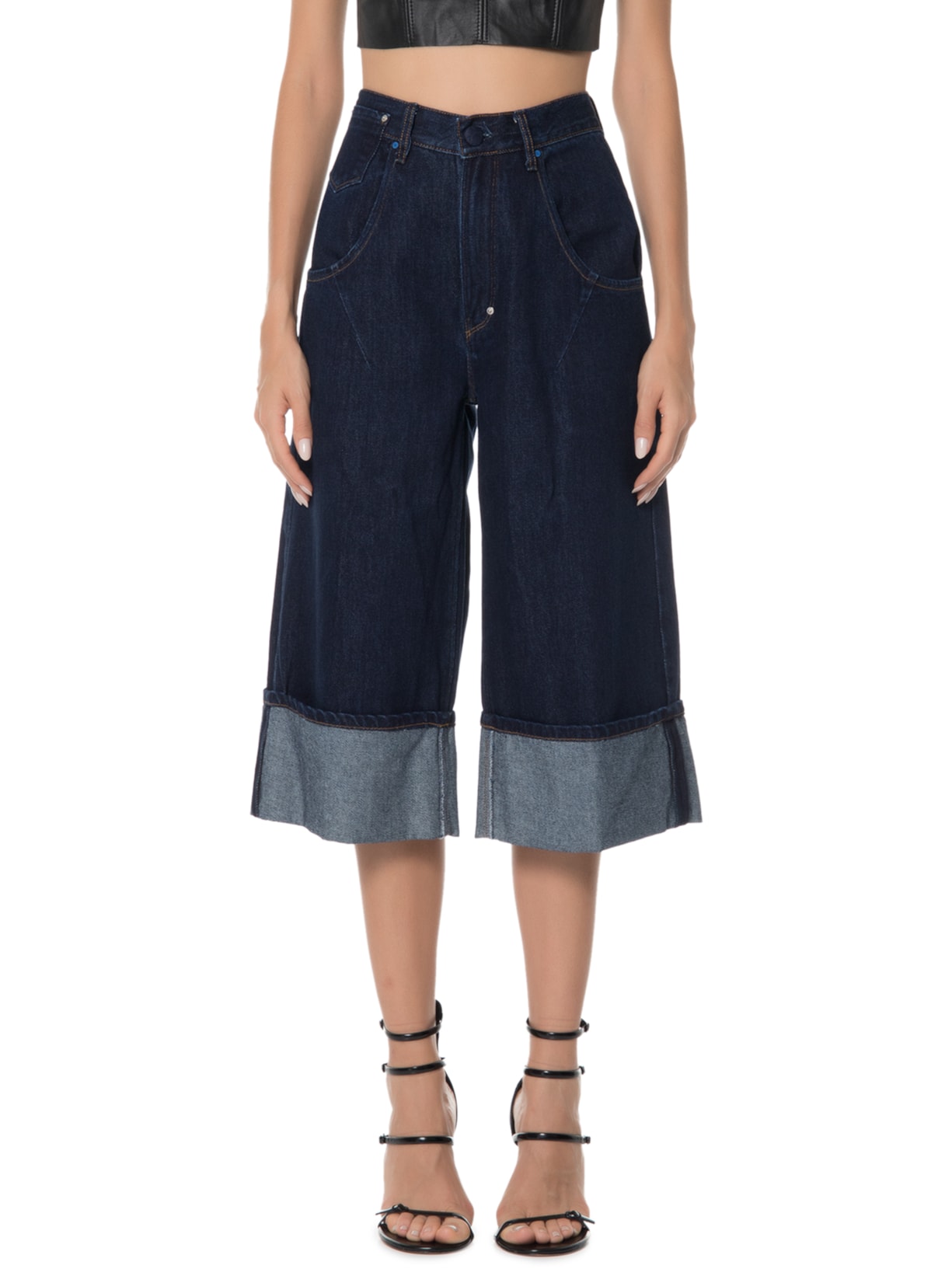 Calça Feminina Jeans Barra Virada Azul Animale