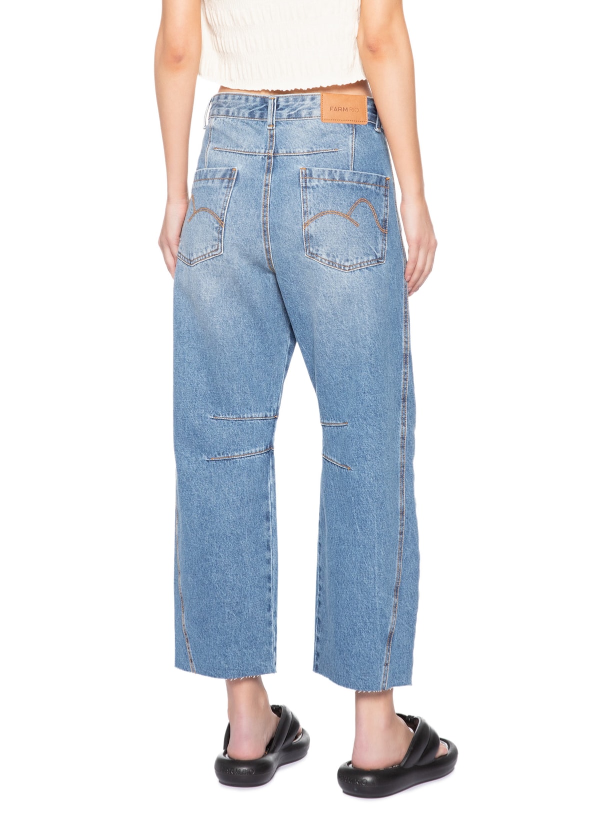 Calça Feminina Jeans Barrel Azul Farm