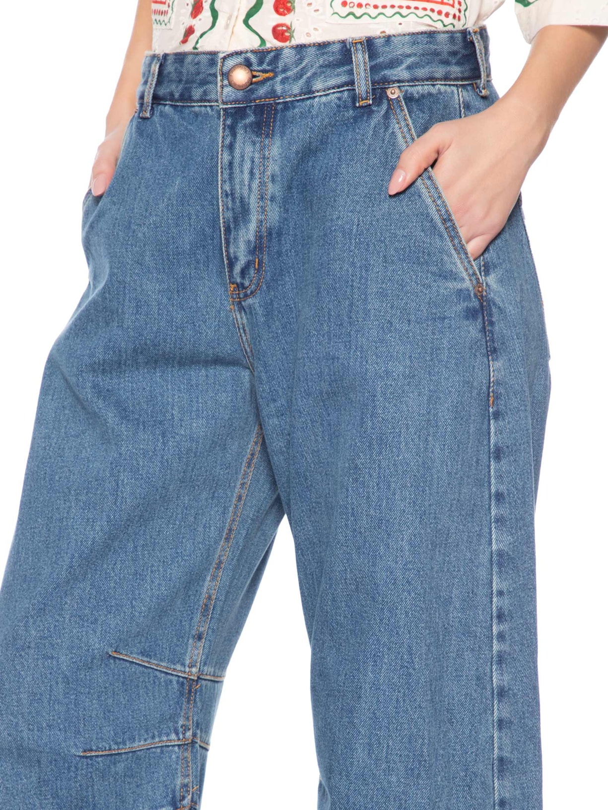Calça Feminina Jeans Barrel Karina – Azul Farm