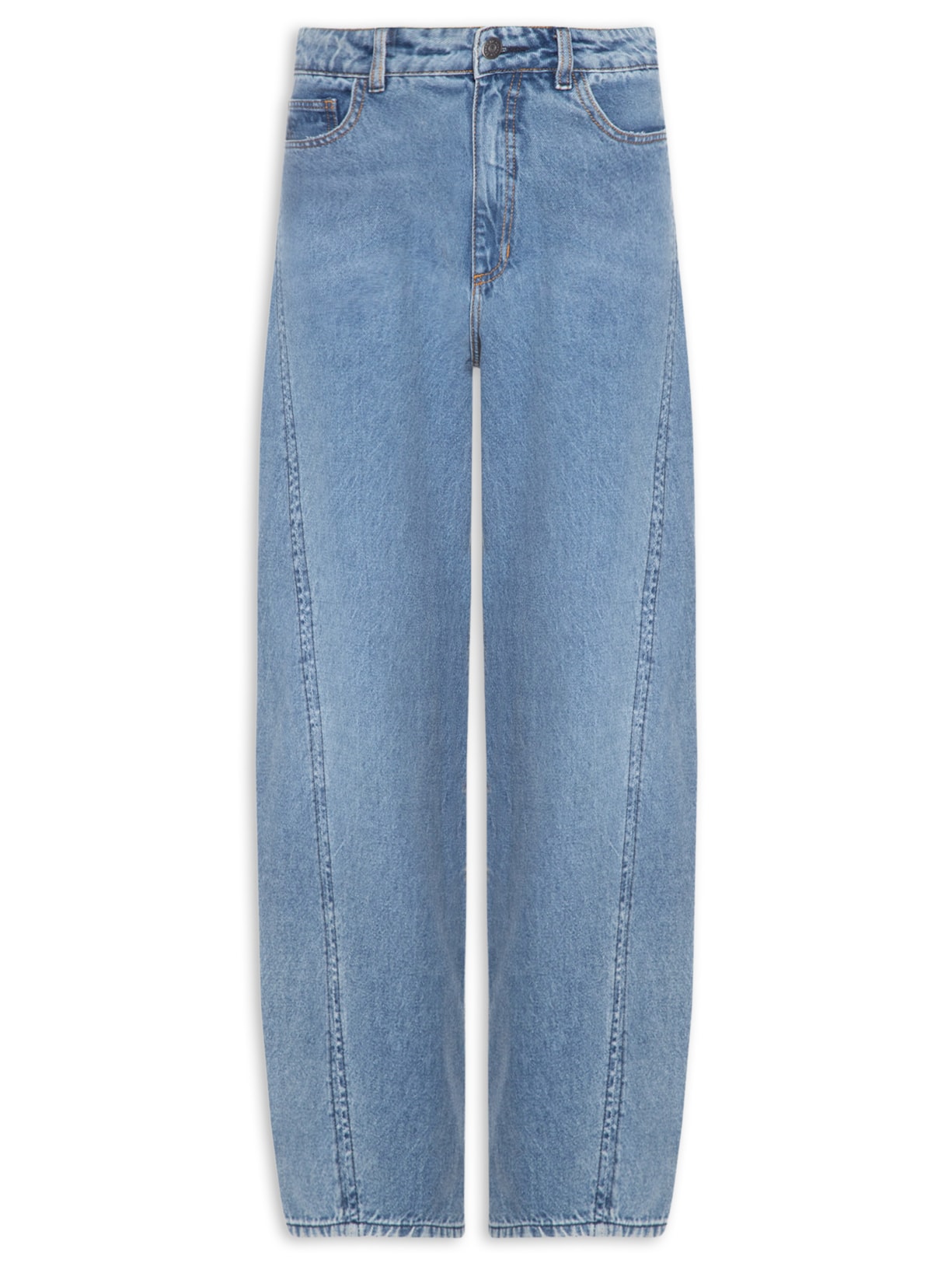 Calça Feminina Jeans Barrel Marcada - Azul