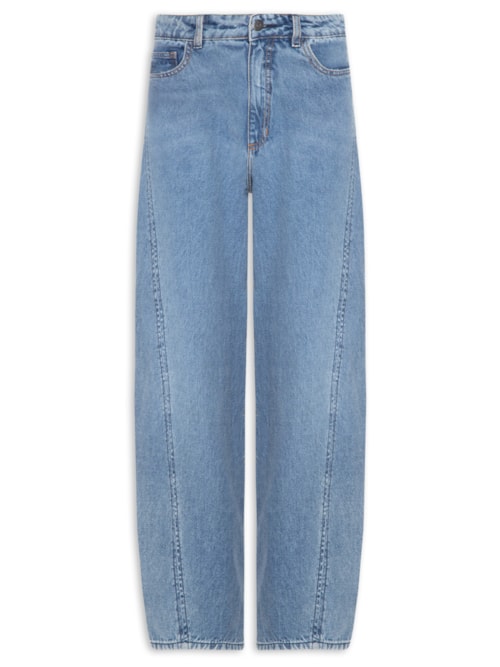 Calça Feminina Jeans Barrel Marcada - Azul