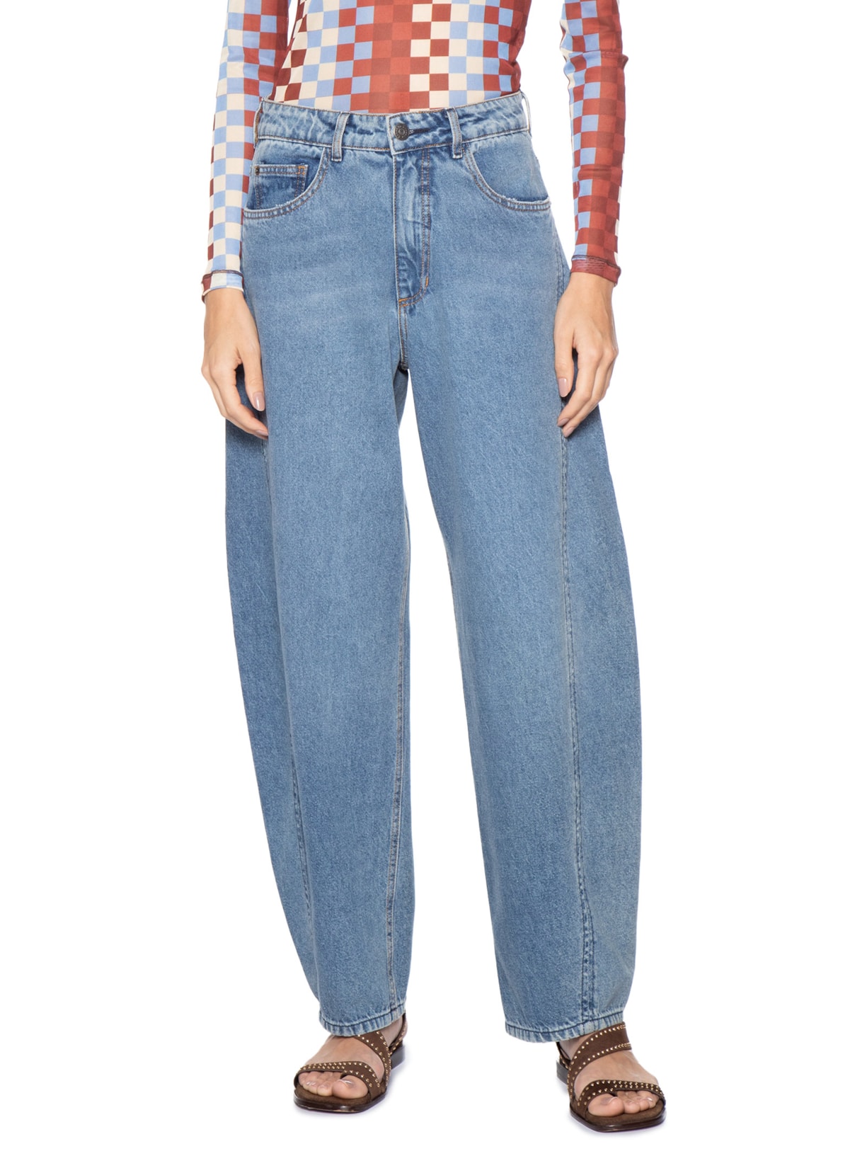 Calça Feminina Jeans Barrel Marcada Azul Dress To