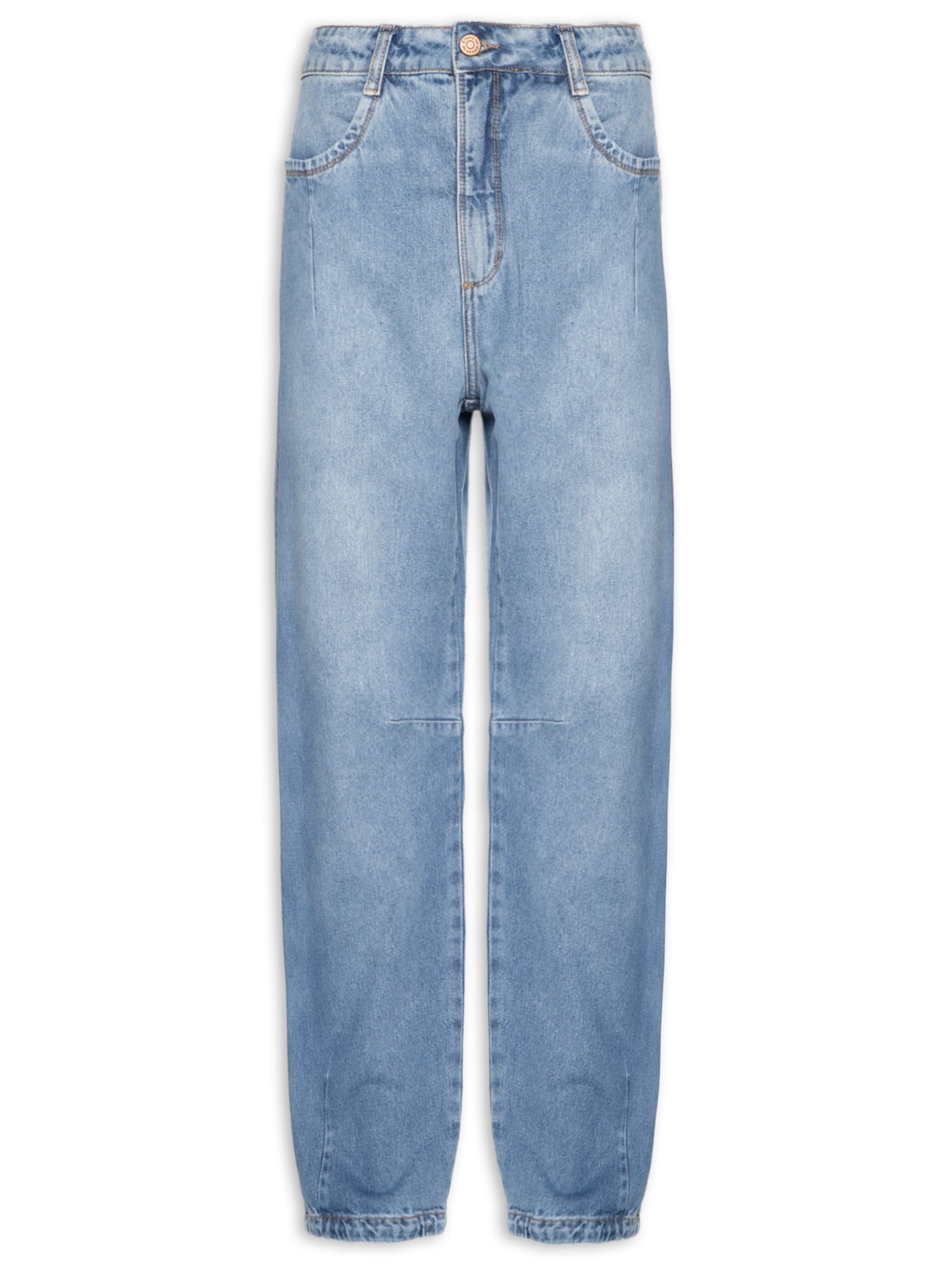 Calça Feminina Jeans Barrel Pesponto - Jeans