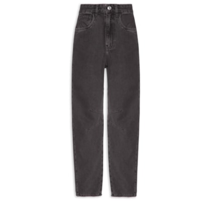 Calça Feminina Jeans Barrel - Preto