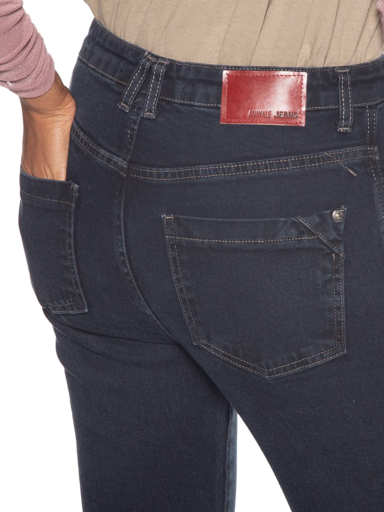 Calça Feminina Jeans Basic Midi Preto Animale Jeans