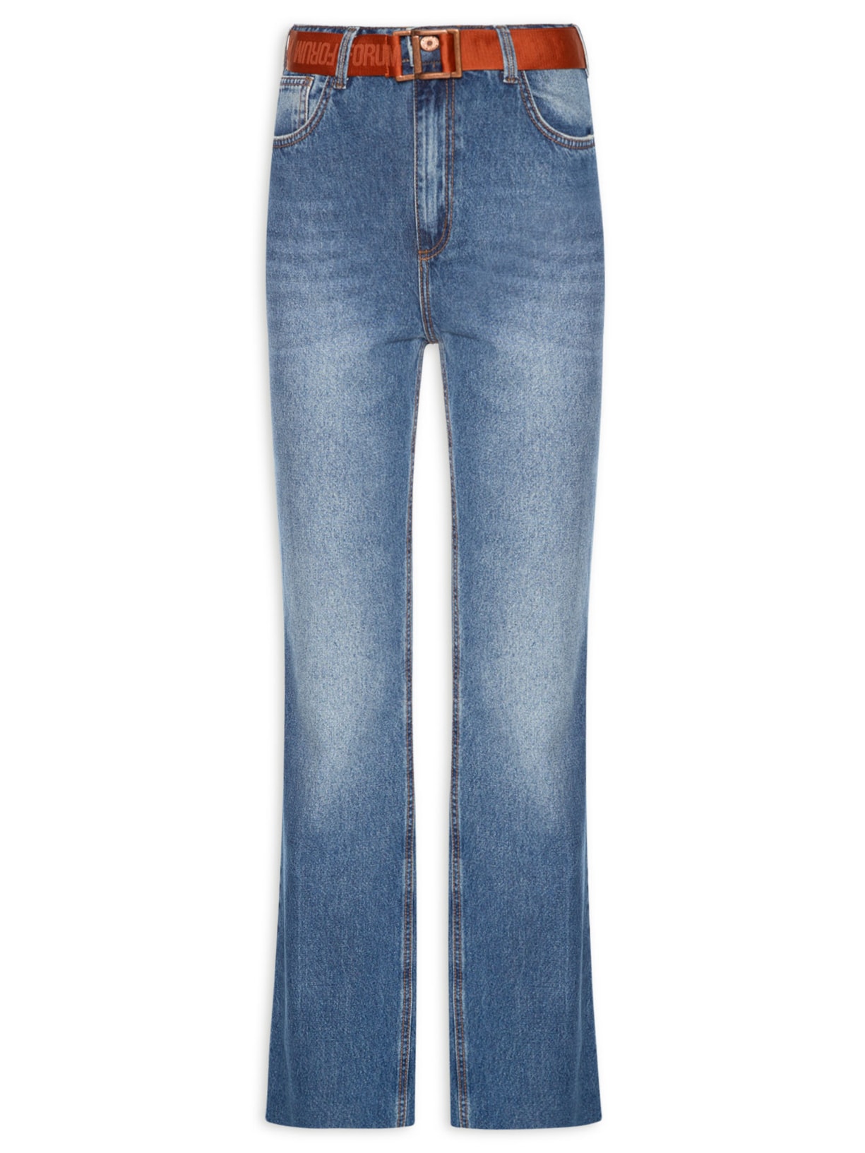 Calça Feminina Jeans Bella Com Cinto - Azul