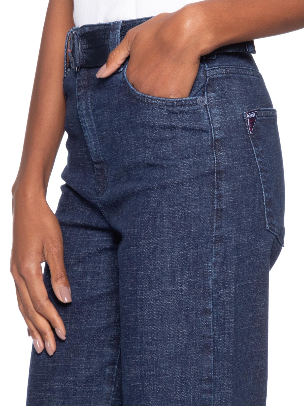 Calça Feminina Jeans Bella Stretch Com Cinto – Azul Forum