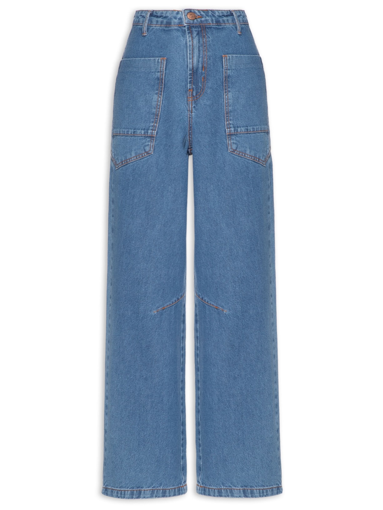 Calça Feminina Jeans Bolsos - Azul