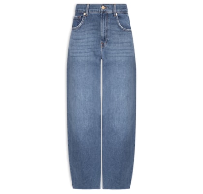 Calça Feminina Jeans Bonnie Curvilinear Santa Cruz With Raw Cut - Azul