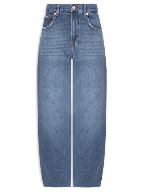 Calça Feminina Jeans Bonnie Curvilinear Santa Cruz With Raw Cut - Azul